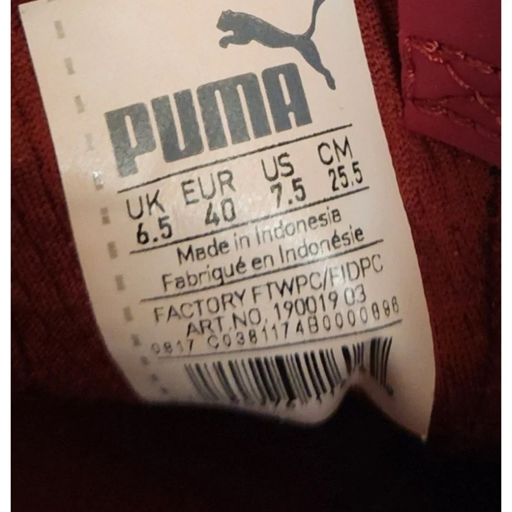 Puma Men's Burgundy Running Training Shoes Sneakers‎ Size 7.5